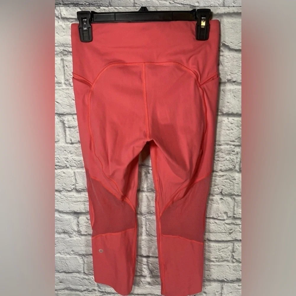 Lululemon On Pace Crop 21” Leggings Nulux Coral Pink Size 6
